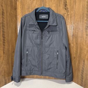 Kenneth Cole Reaction Men’s Gray Zip Jacket Lightweight Coat Multi Pocket Large